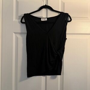 LNA Clothing Twisted Tank Top‎ Black Small V-Neck Knot Front Minimalist Casual